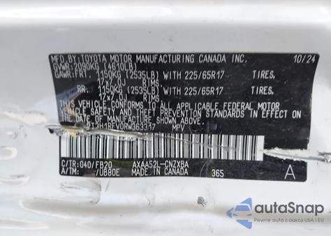 2024 Toyota Rav4 Le from USA, damaged, VIN 2T3H1RFV0RW363317